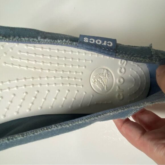 Crocs Blue Canvas Slip On Loafers Boat Shoes Women's Size 10 - Picture 4 of 13